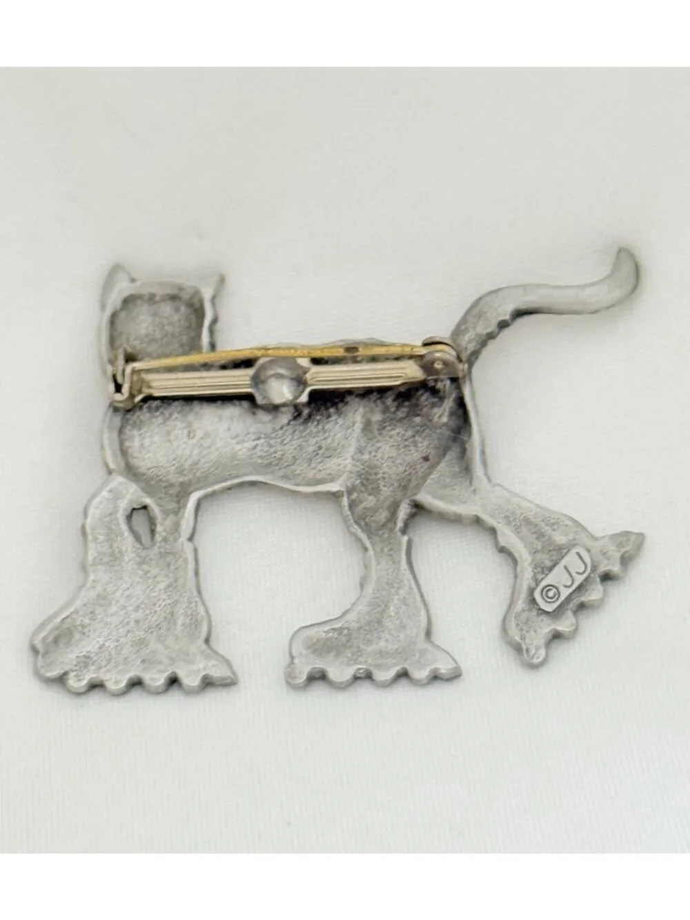 Rare Jonette Jewelry Cat Roller Skating Brooch Silver Tone Pewter New on Card